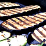 Grilled eggplants and courgettes. With ribs.